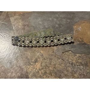 SG Sergio Gutierrez Silver Liquid Metal Mesh Chocker Necklace Fashion Jewelry